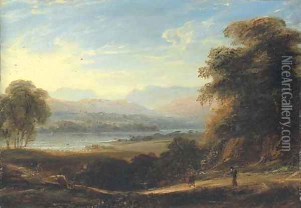 View of Langdale Pikes and Ullswater Oil Painting - Anthony Vandyke Copley Fielding