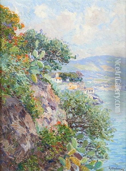 Rocher Fleuri A Funchal Madere Janvier 1914 Oil Painting - Rodolphe Paul Wytsman