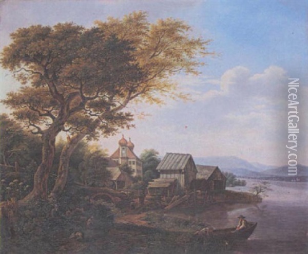 Blick Auf Schloss Ammerland Am Starnberger See Oil Painting - Joseph Anton Sedlmayr