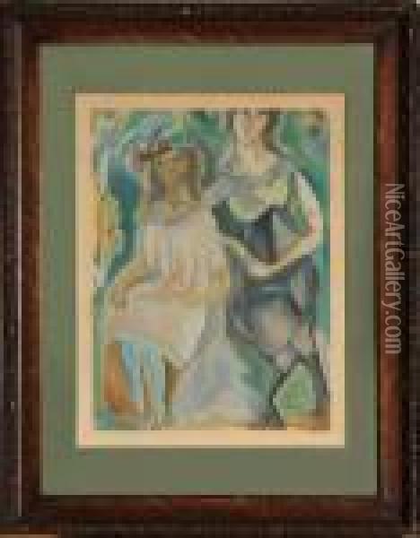 Deux Femme Oil Painting - Jules Pascin
