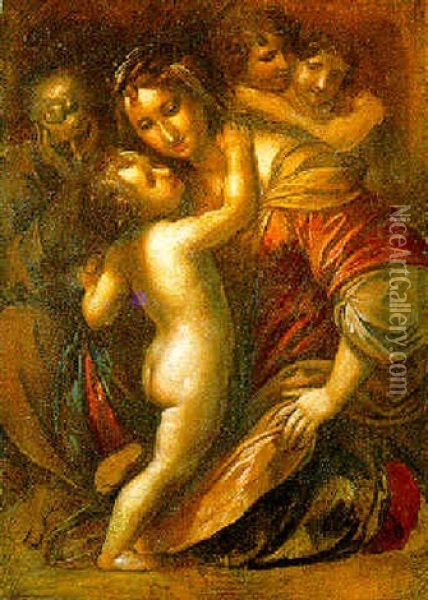 Sacra Famiglia E Angeli Oil Painting - Giulio Cesare Procaccini