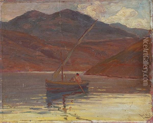 I) Fishing In Calm Waters Signed With Initials 'bm' (lower Right) Ii) Landscape Oil Painting - Vassilis Magiassis