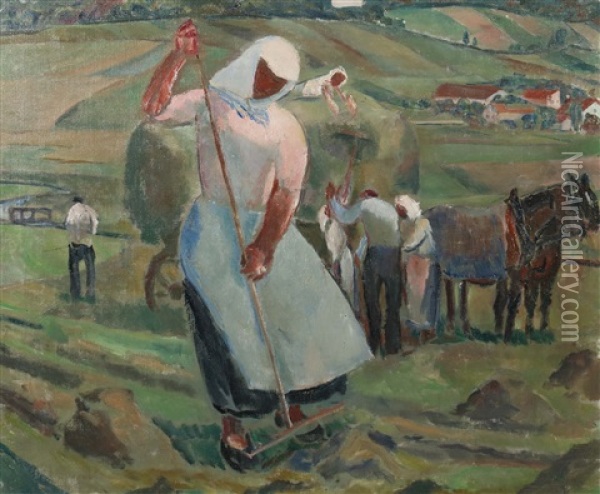 Feldarbeit - Heuernte Oil Painting - Albert Weisgerber