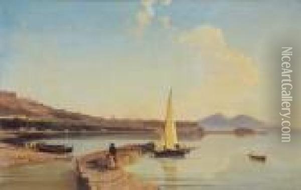 Molo Sul Golfo Di Napoli Oil Painting - Edoardo Dalbono