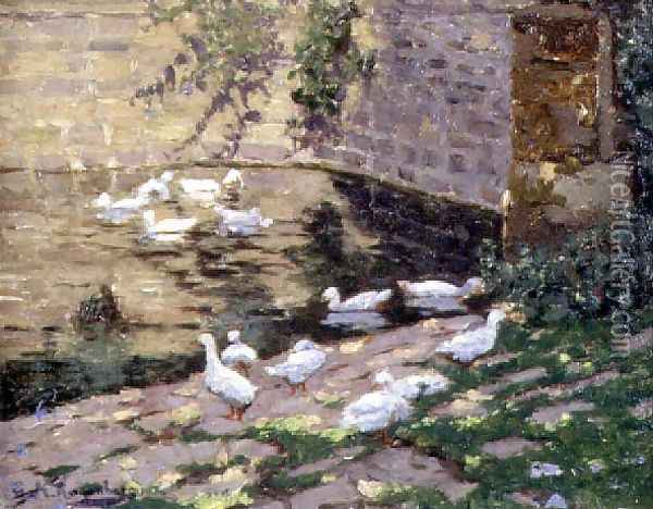 Ducks on a Pond Oil Painting - George Rosenberg