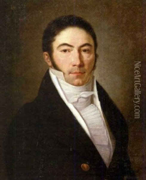 Portrait D'homme A La Chemise Au Ruche Oil Painting - Henri Nicolas Van Gorp