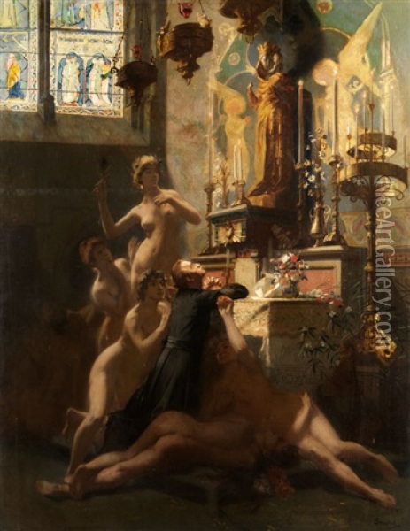 Das Gebet Gegen Die Versuchung Oil Painting - Gustave Surand