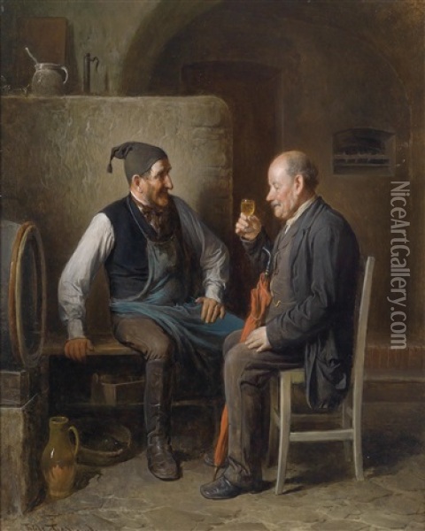 Die Weinverkostung Oil Painting - Friedrich Ritter von Malheim Friedlaender