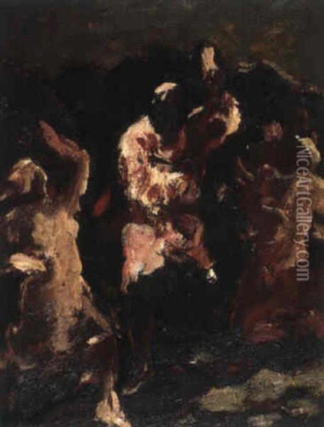 Tanzende Figuren [verso: Kohlezeichung Zum    Selben Thema] Oil Painting - Heinrich Altherr