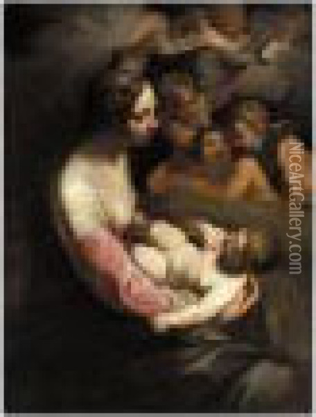 The Madonna And Child With Putti Oil Painting - Lodovico Carracci