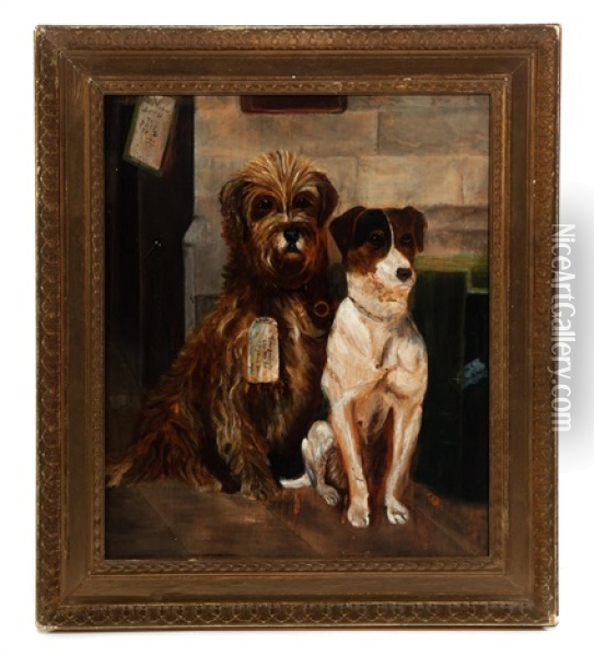 Two Dogs Oil Painting - James Yates Carrington
