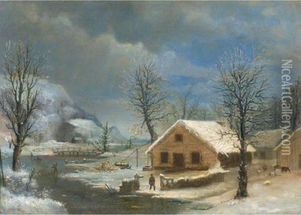 Winter Oil Painting - Robert Scott Duncanson
