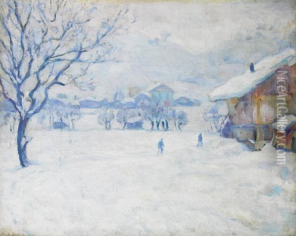 Megeve In Winter Oil Painting - Arnold Borisovic Lakowskij