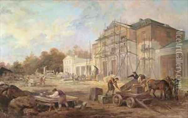 Rebuilding of Southill Oil Painting - George Garrard