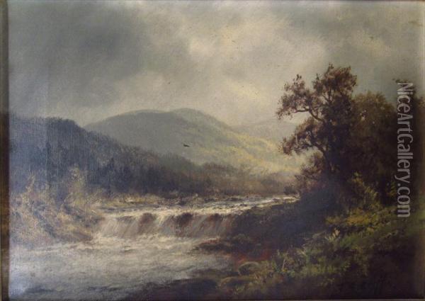 River Landscape Oil Painting - Thomas Bartholomew Griffin