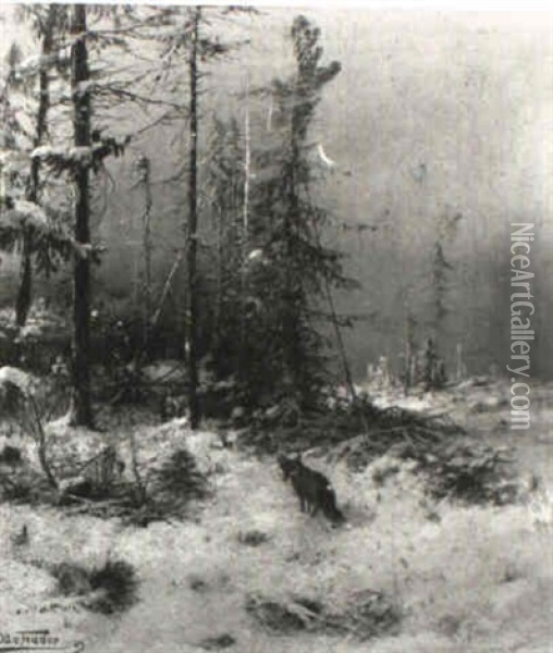Fuchs Im Winterlichen Wald Oil Painting - Otto Fedder