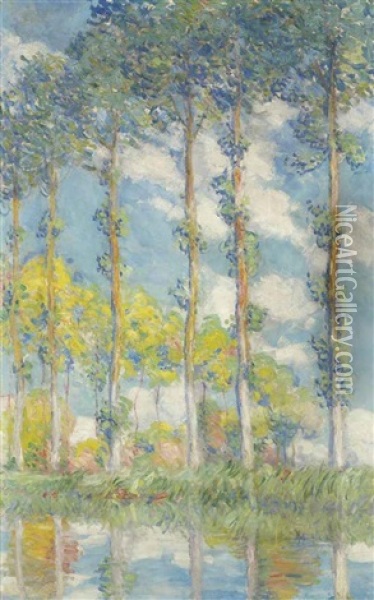 Les Peupliers Oil Painting - Claude Monet