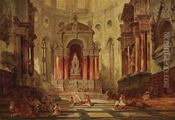 Ss. Giovanni E Paolo, Venice Oil Painting - David Roberts