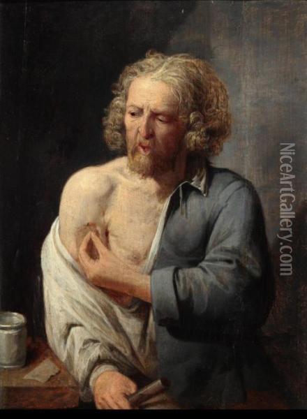 Portrait Of A Man Tending His Injury Oil Painting - David Ryckaert