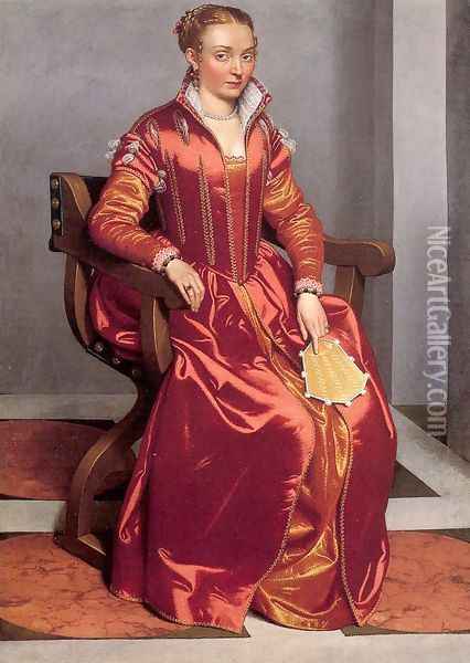 Portrait of a Lady (Possibly Countessa Lucia Albani Avogadro) 1557-60 Oil Painting - Giovanni Battista Moroni