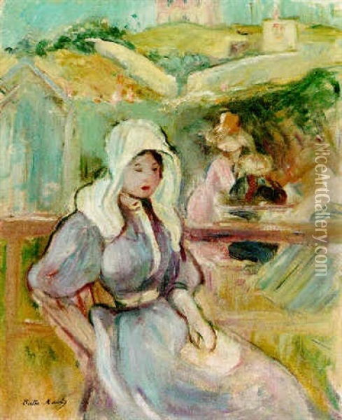 Sur La Plage De Portrieux Oil Painting - Berthe Morisot