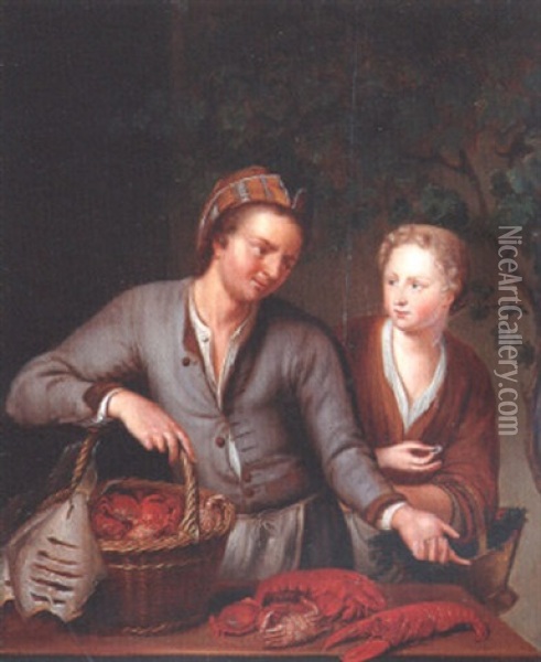 Le Marchand De Homards Oil Painting - Willem van Mieris