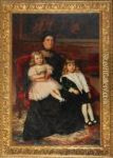Ritratto Di Famiglia In Un Interno Oil Painting - Arnaldo Tamburini