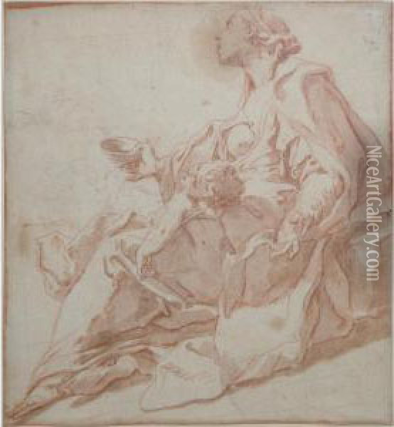 Seated Woman Holding A Child And Begging Oil Painting - Sebastiano Ricci