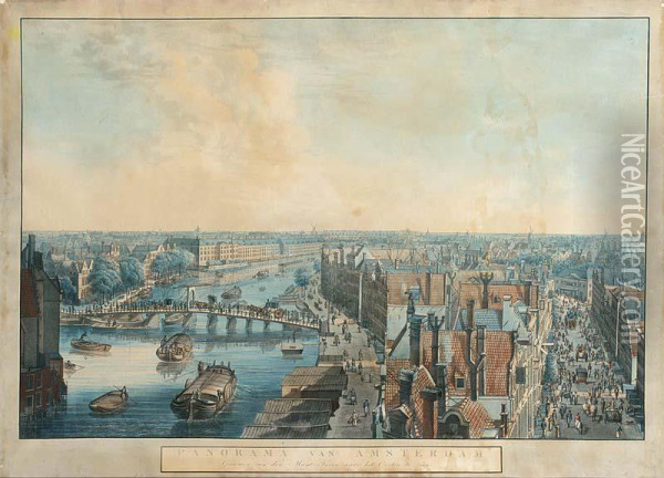 Panorama Of Amsterdam As Seen From The Munttower Oil Painting - Senus Willem Van