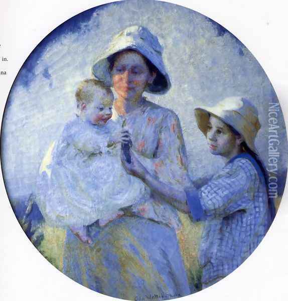 Mother and Two Children Oil Painting - Ada Walter Shulz