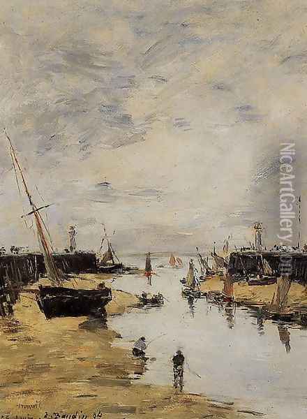 Trouville, the Jettys, Low Tide II Oil Painting - Eugene Boudin