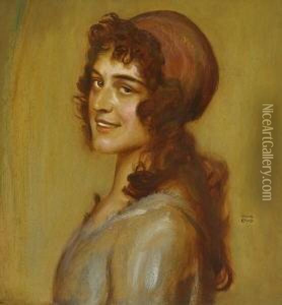 Weibliches Portrat. Oil Painting - Franz von Stuck