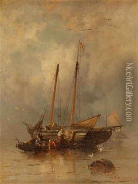 Reeling In The Catch Oil Painting - Franklin Dullin Briscoe