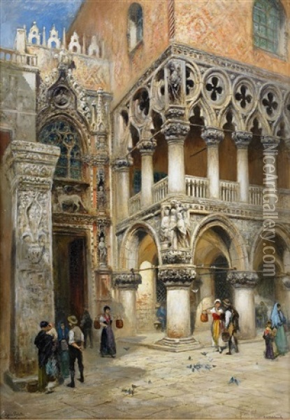 Dogens Palats, Venedig Oil Painting - Frans Wilhelm Odelmark
