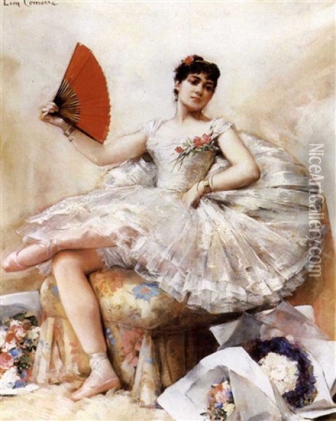 The Prima Ballerina Rosita Mauri With Floral Tributes Oil Painting - Leon Francois Comerre
