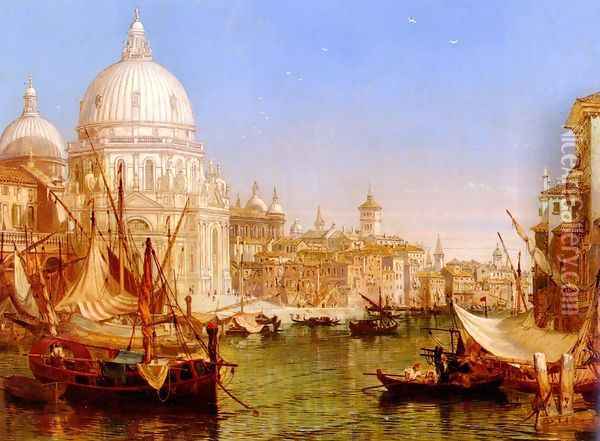 A View Along The Grand Canal With Santa Maria Della Salute Oil Painting - Henry Courtney Selous