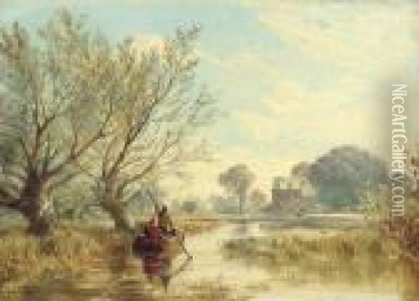 River Landscape Oil Painting - Samuel Bough