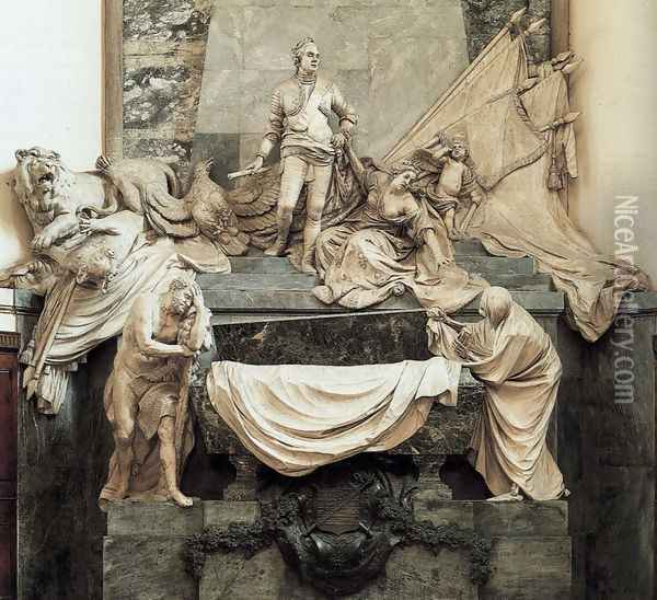 Mausoleum of the Marechal de Saxe Oil Painting - Jean-Baptiste Pigalle
