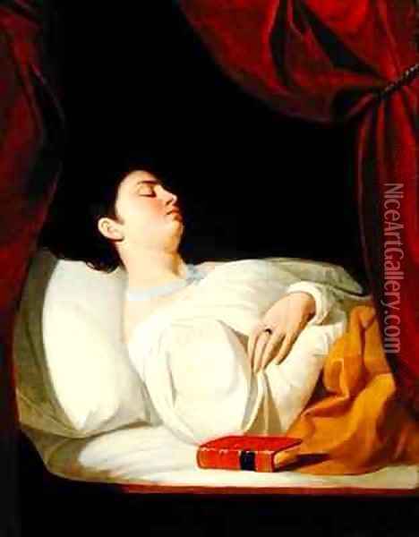 Portrait of a lady sleeping Oil Painting - George Whiting Flagg