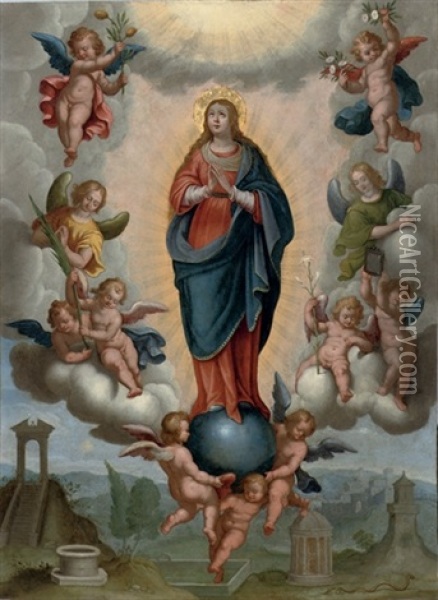 The Assumption Of The Virgin Oil Painting - Pieter de Witte