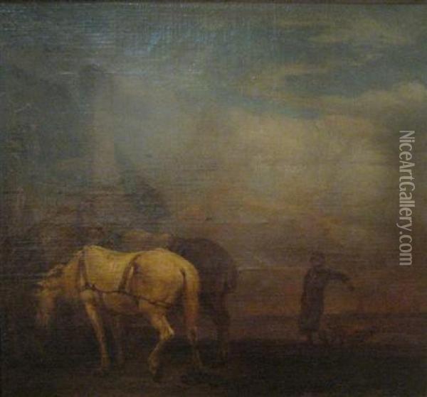 Feeding The Horses Oil Painting - Albert Jean Adolphe