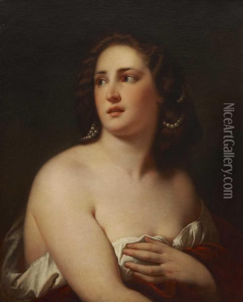 Junge Schonheit Mit Perlengeschmucktem Haar Oil Painting - Karl Adolf Gugel