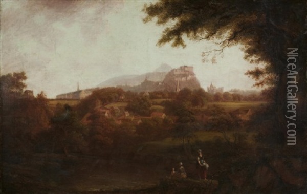 City Of Edinburgh From The West, Looking Over Dean Village Oil Painting - Alexander Nasmyth