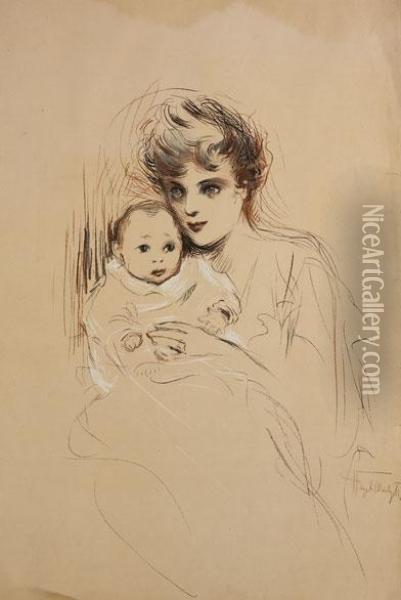 Mother And Child Oil Painting - Lady Hazel Lavery
