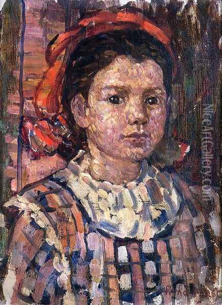 Portrait of a Young Girl Oil Painting - Maurice Brazil Prendergast