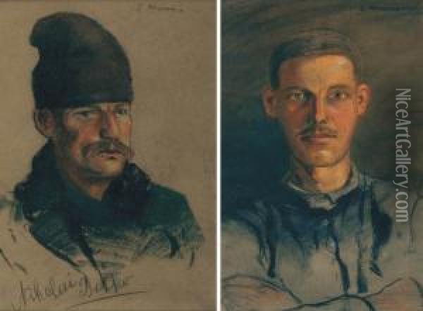 Portrait Of A Young Man; Portrait Of Nikolai Boiko Oil Painting - Edmund G. Montague Morris