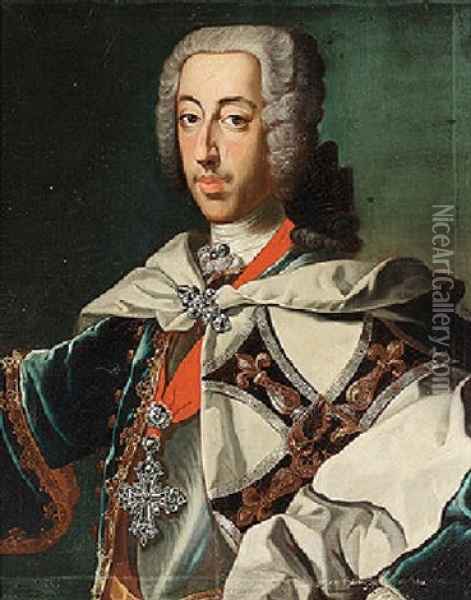Portrait Of Clemens August, Duke Of Bavaria, Archbishop-elector Of Cologne, And Head Of The German Order Oil Painting - George de Marees