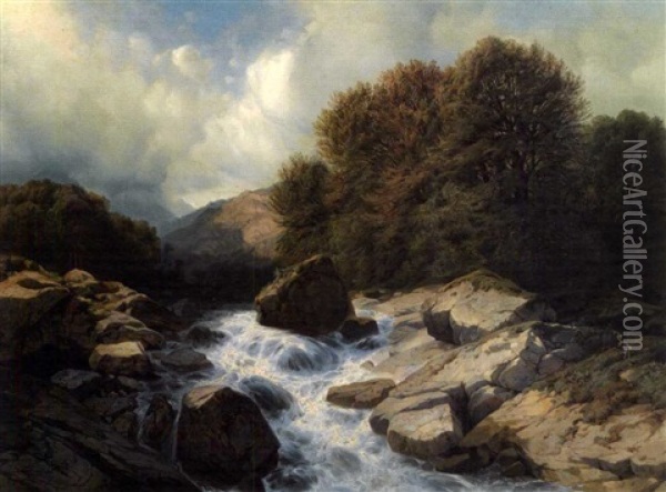 Wildbach Oil Painting - Alexandre Calame