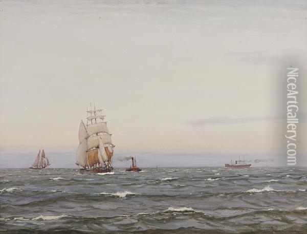 A Breeze In The Channel Oil Painting - Patrick Downie