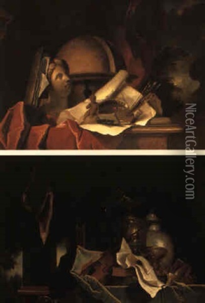 Le Violon A La Draperie Oil Painting - Nicolas de Largilliere